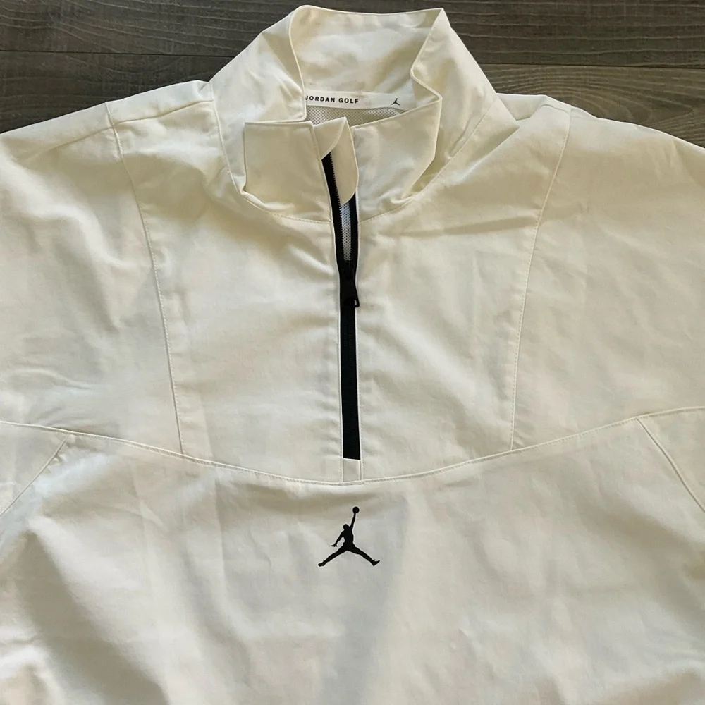 Nike Air Jordan Golf 1/4 Zip Pullover Jacket Men’s LARGE Beige/Black DZ0553-133